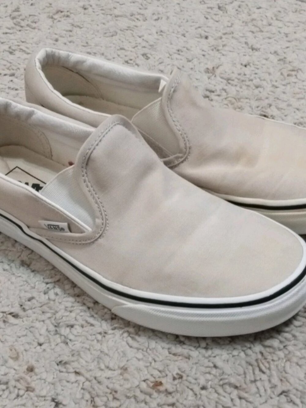 Vans Classic Slip On Shoes Unisex Men's 7 Women's 8.5 Cream Canvas